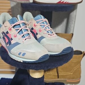 Asics Blue and Pink Sneakers with Retro Design